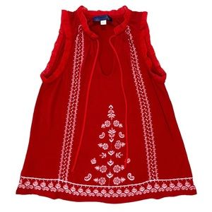 Francesca’s Embroidered Red Halter Top
